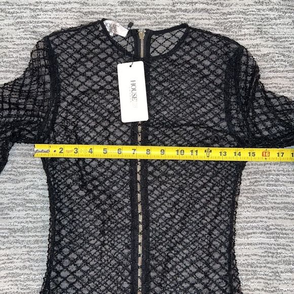 NWT House of CB Black Crystal Fishnet Maxi Dress - Picture 7 of 13